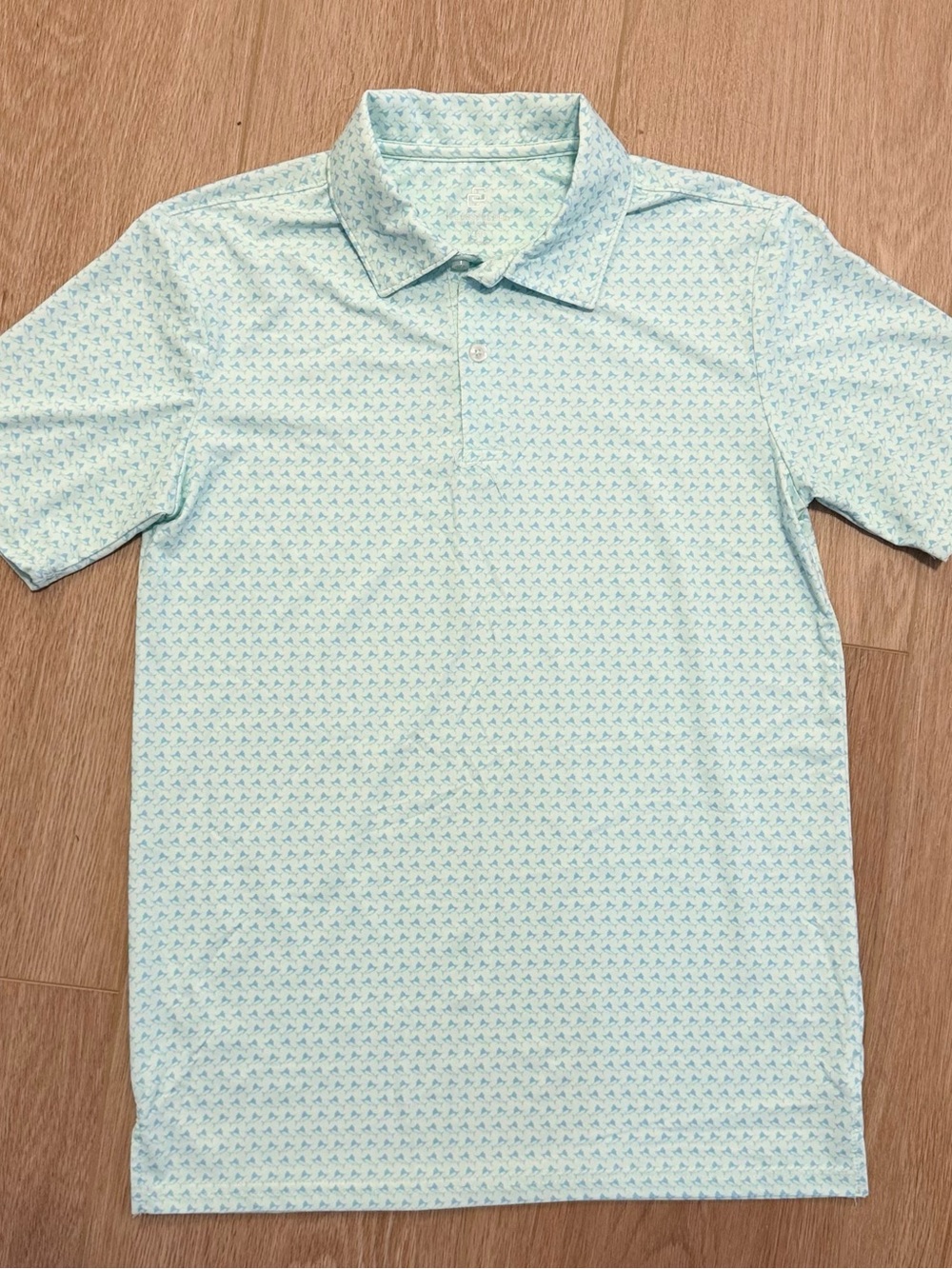 Boys Class Club Light Aqua Patterned Polo